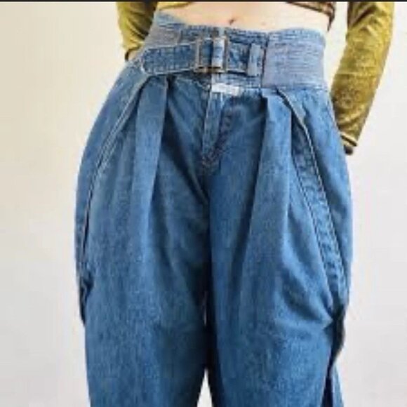 Vintage Marithe Francois Girbaud Pleated High Rise Loose Jeans Sz 7/8 28” Waist - Picture 9 of 9